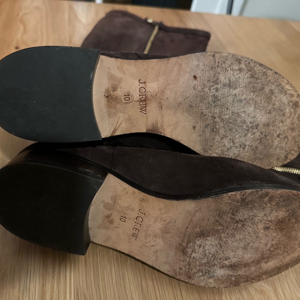 J Crew tall DARK BROWN suede boots, sz 10 - Picture 4 of 5